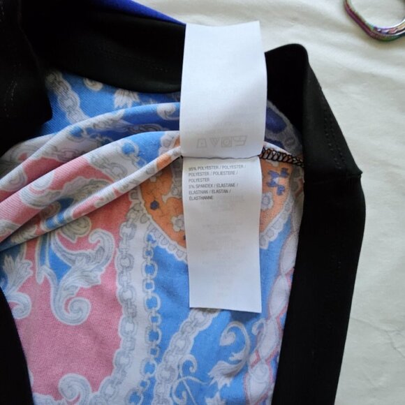 Susan Graver Multicolor Mandala Print Cold Shoulder Short Sleeve Tunic Top 1X - Picture 7 of 11